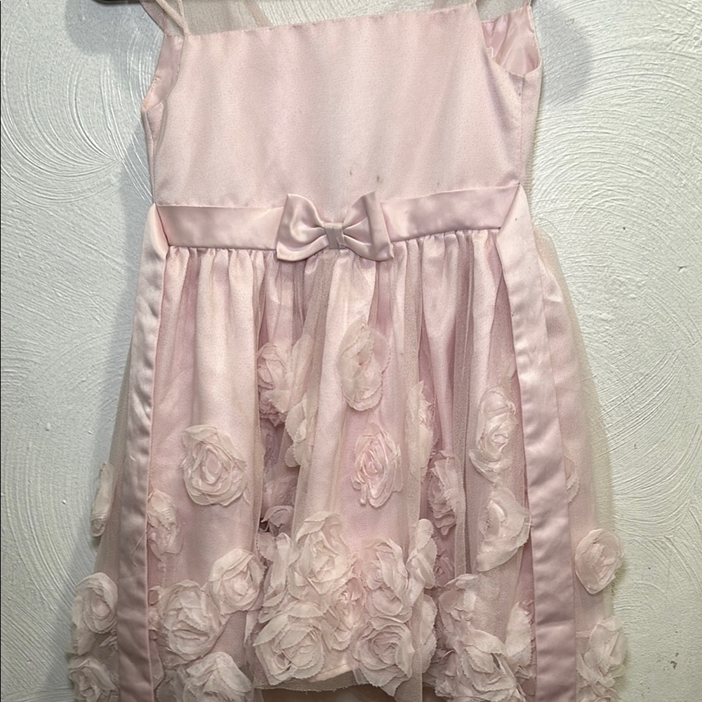 Elegant Pink Rosette Kids Dress